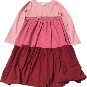 Hanna Andersson 130 Girls 8 Pink Red Color Block Twirl Dress With Velvet Waist